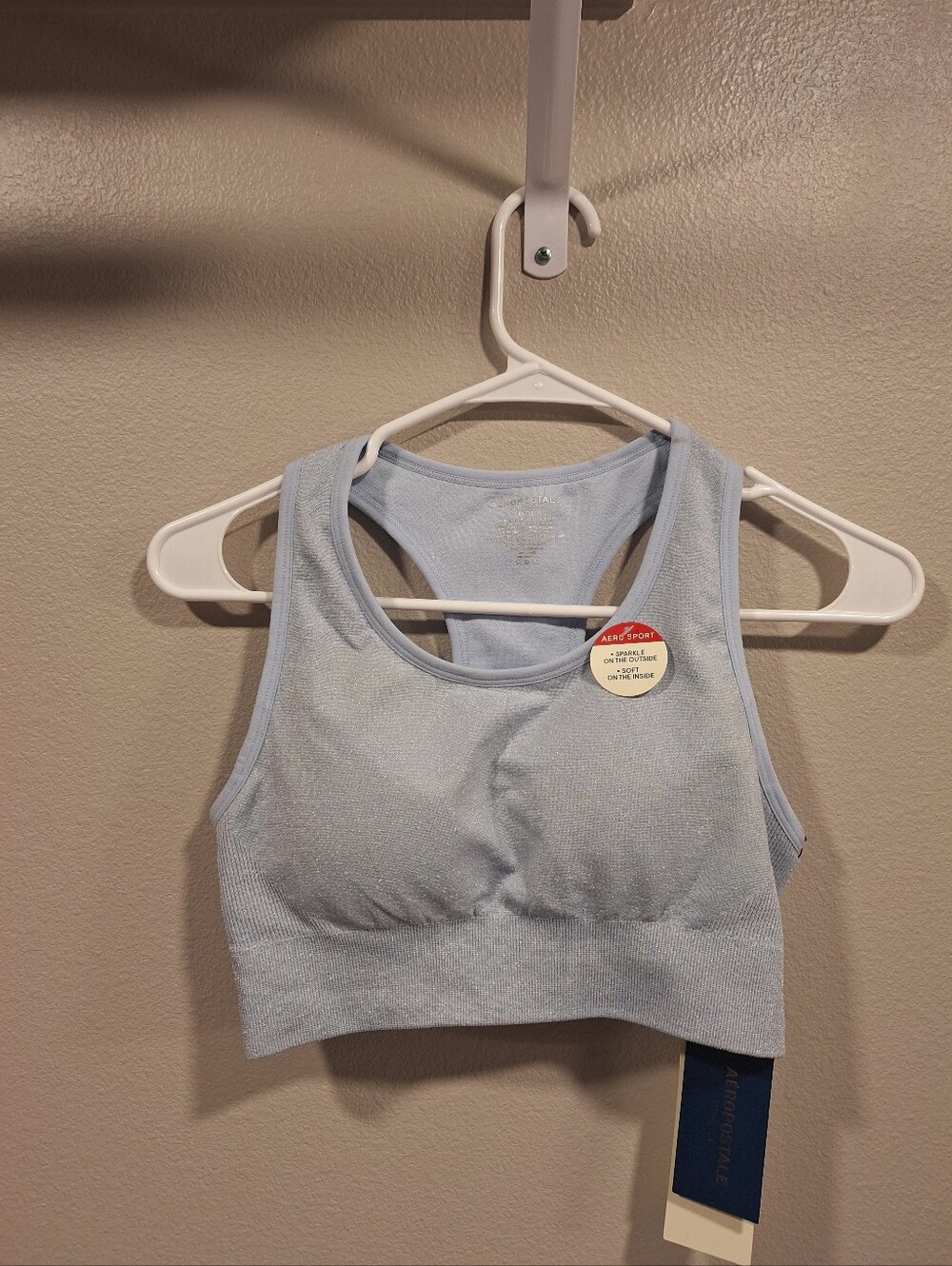Aeropostale Light Blue Seamless Racerback Sports Bra